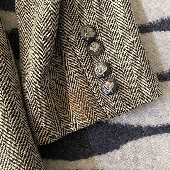 VTG Lauren Ralph Lauren Silk Herringbone Blazer Equestrian Buttons Size 6 - Picture 5 of 16